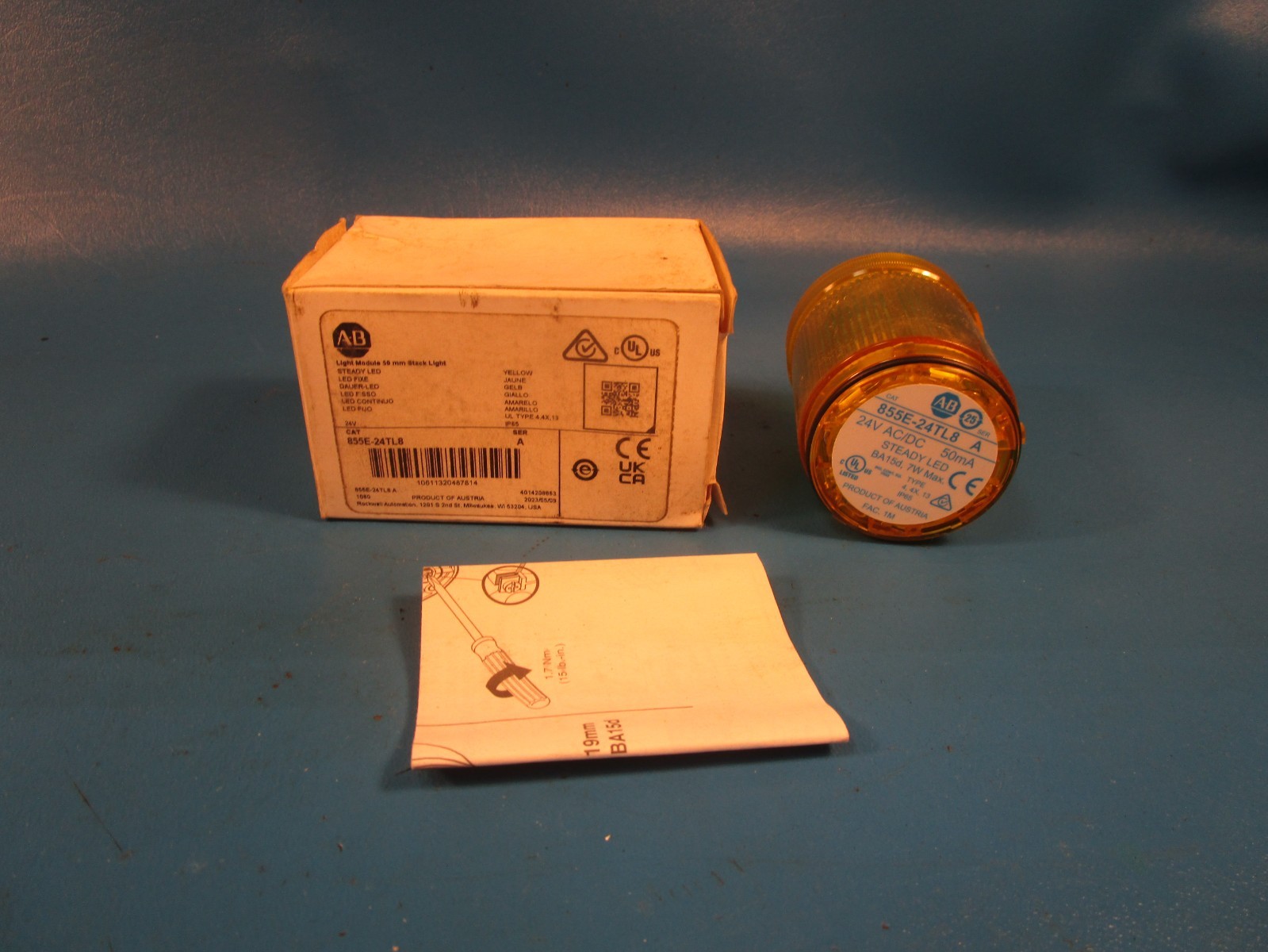 Allen Bradley 855E-24TL8, Yellow Stack Light Ser. A 24 V 7 W 855E-LL24Y (TSC)