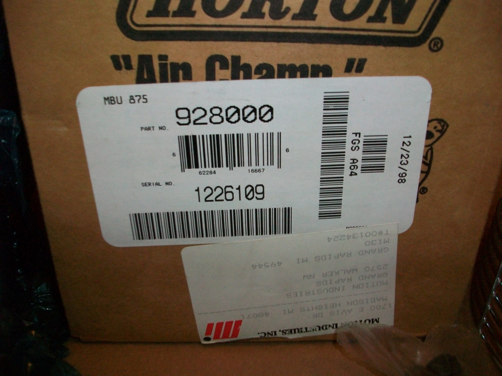 Horton Air Champ Brake 92800 NEW