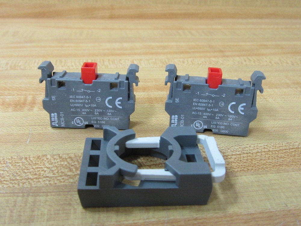 ABB MCBH-02 Contact Blocks w/Holder 1SFA611605R1120 (Pack of 3)