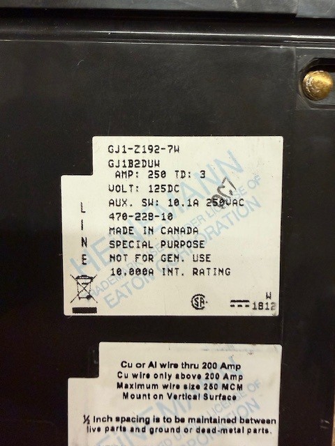 470-228-10 – Airpax 250Amp Breaker 125 VDC