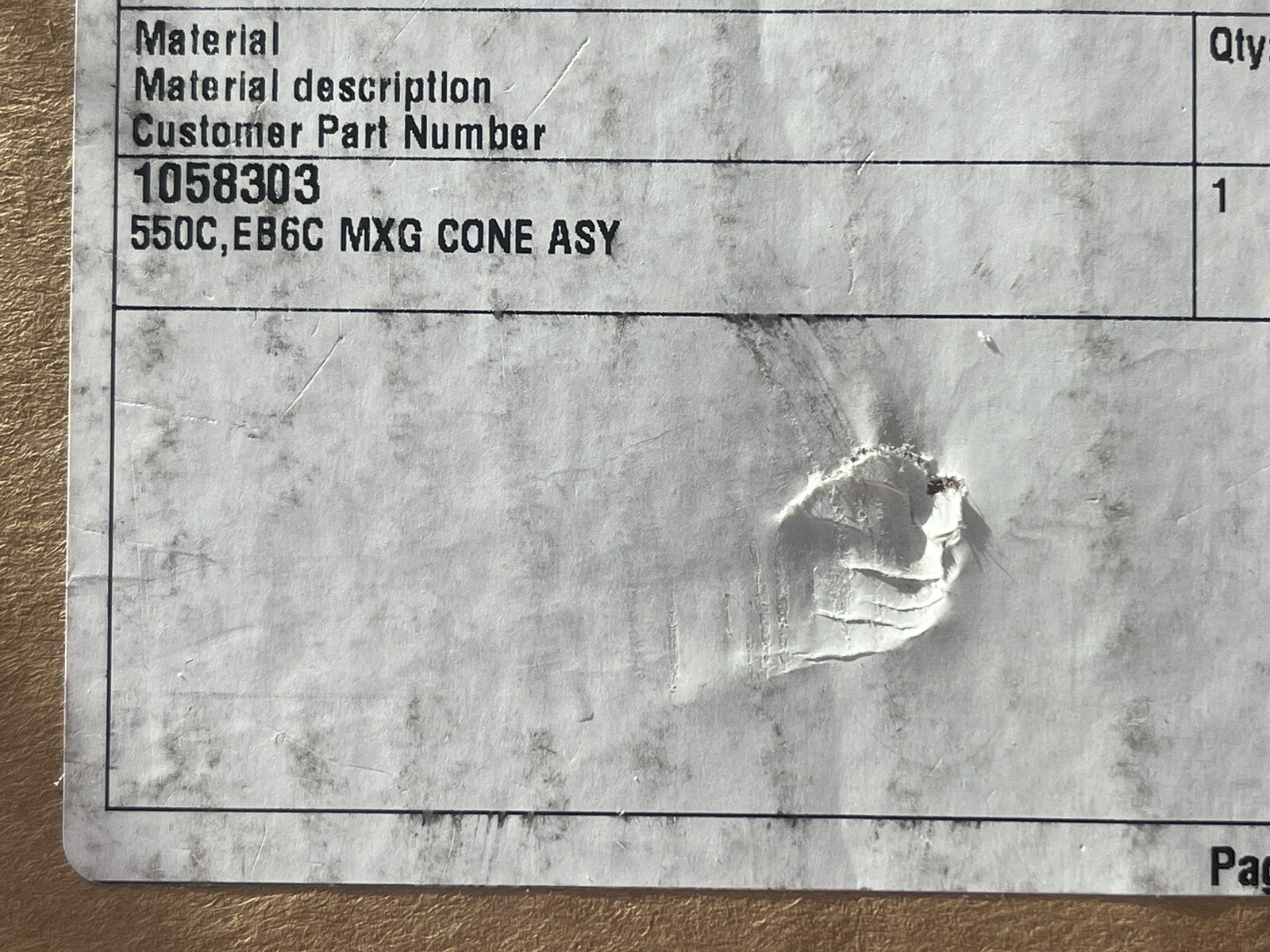 HONEYWELL MAXON 1058303 550C EB6C MIXING CONE