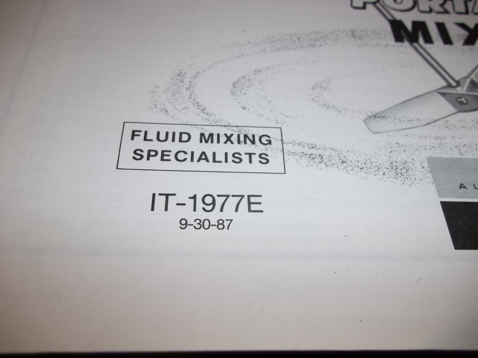LIGHTNIN IT-1977E OPERATING INSTRUCTIONS MANUAL FOR XD XJ PORTABLE MIXERS (WL71)