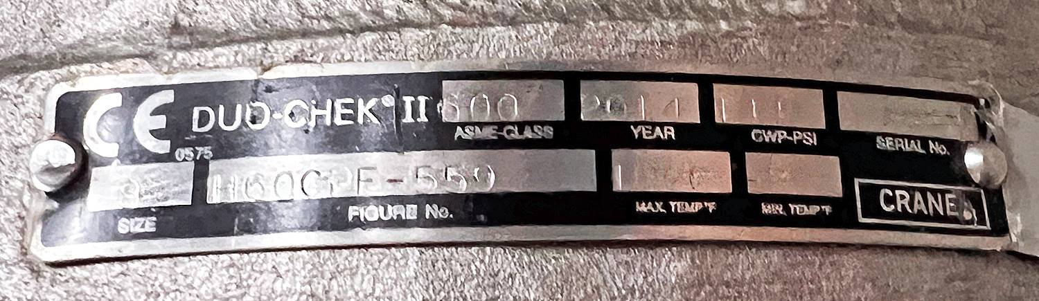 CRANE 8″ Class 600 CF8M Stainless Steel DUO CHEK II CHECK VALVE 2014 1440psi SS