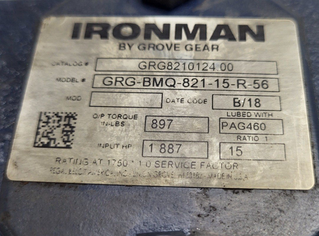 GROVE GEAR GRG-BMQ-821-15-R-56 IRONMAN GEAR REDUCER RATIO: 15-1, GRG8210124.00