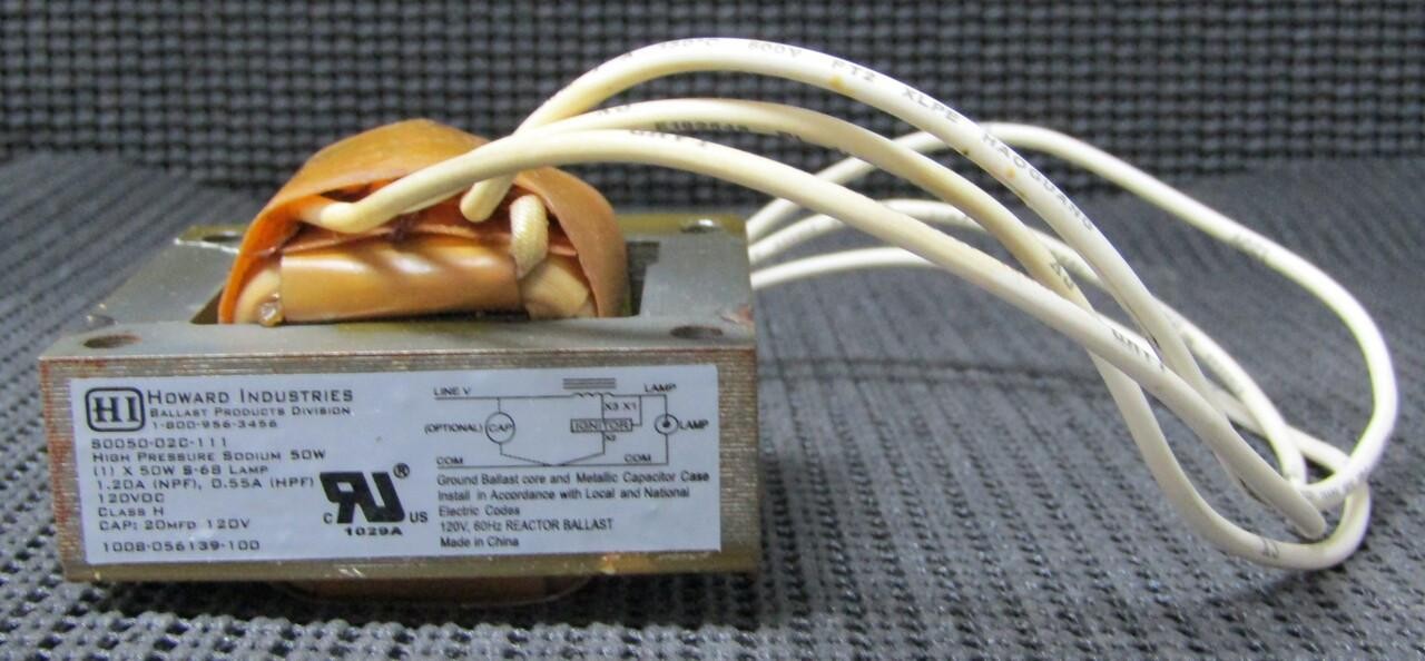 HOWARD S0050-02C-111-K 50W 120V HIGH PRESSURE SODIUM BALLAST KIT