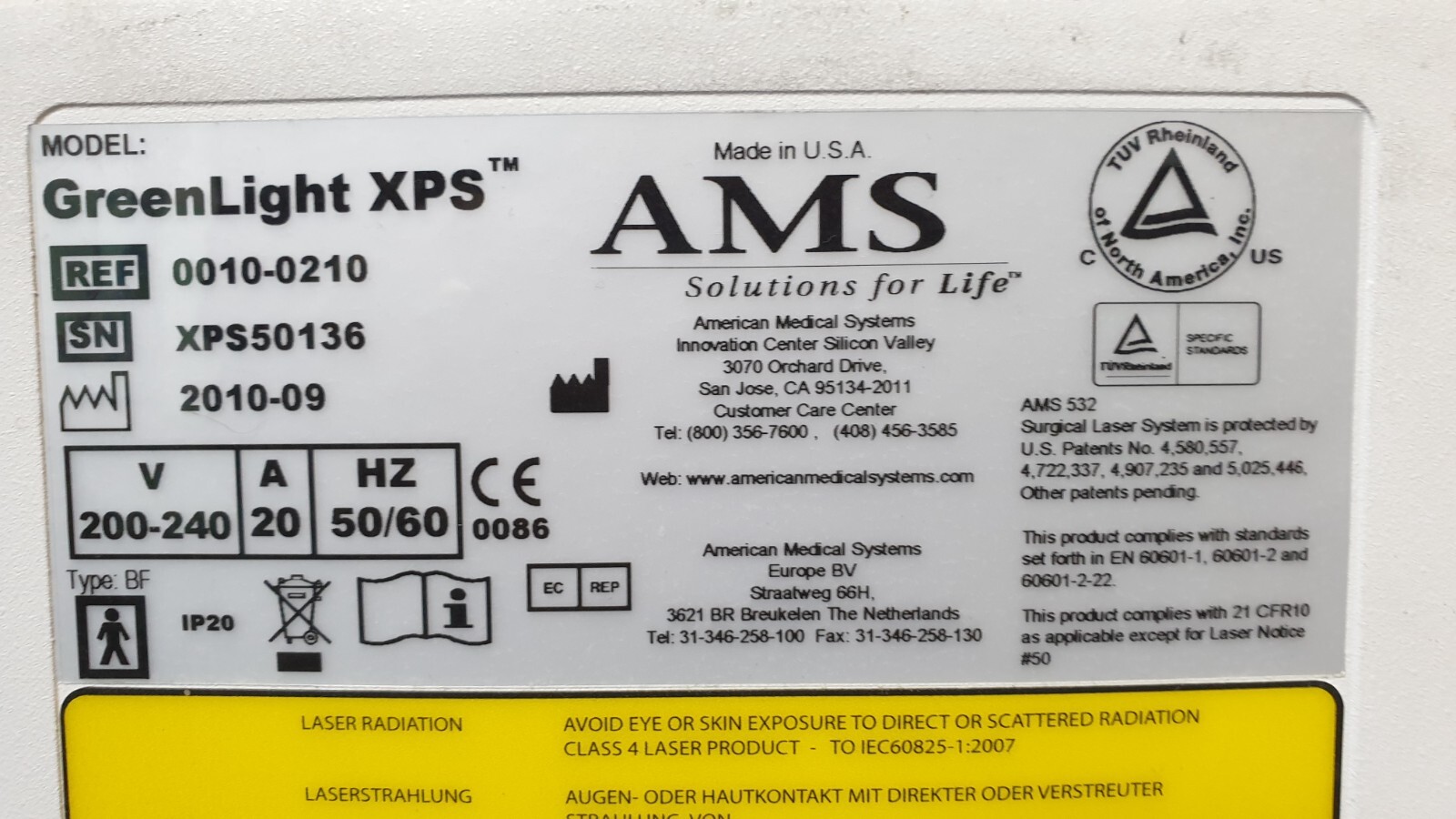 AMS GreenLight XPS 0010-0210 Cables