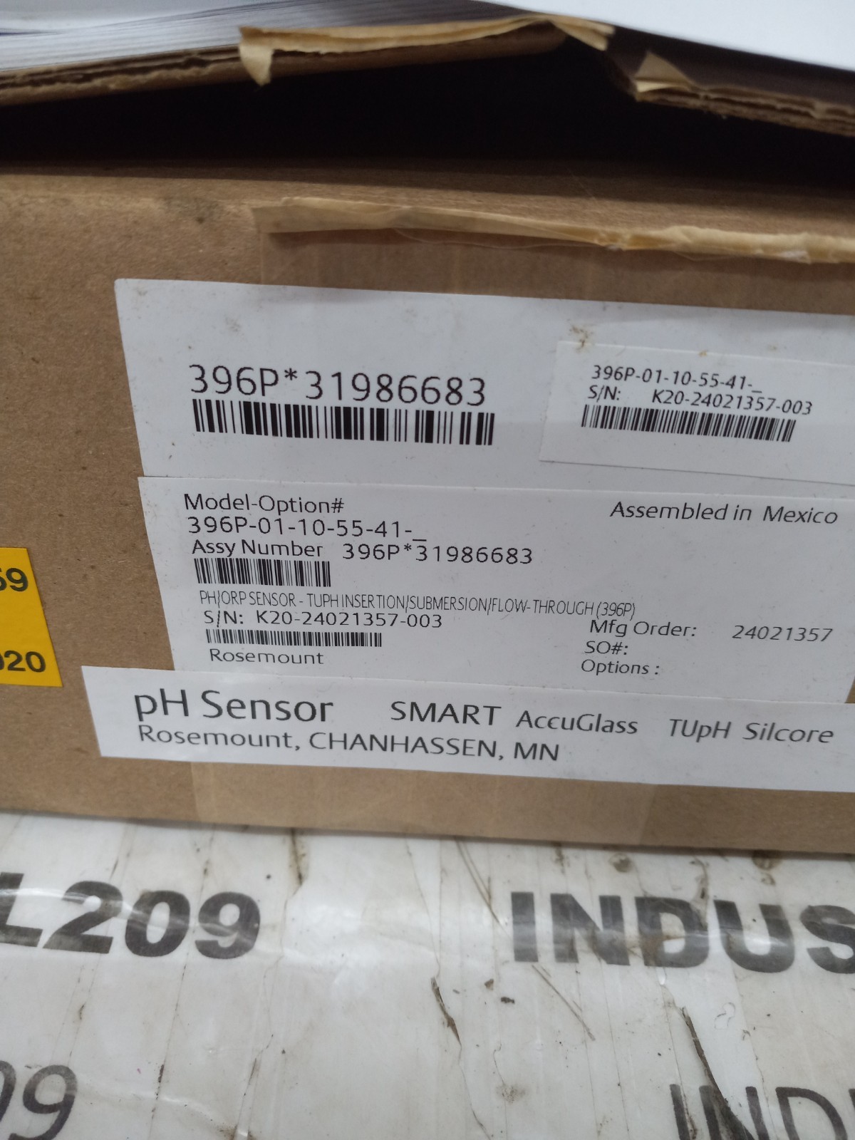 ROSEMOUNT 396P-01-10-55-41 PH SENSOR