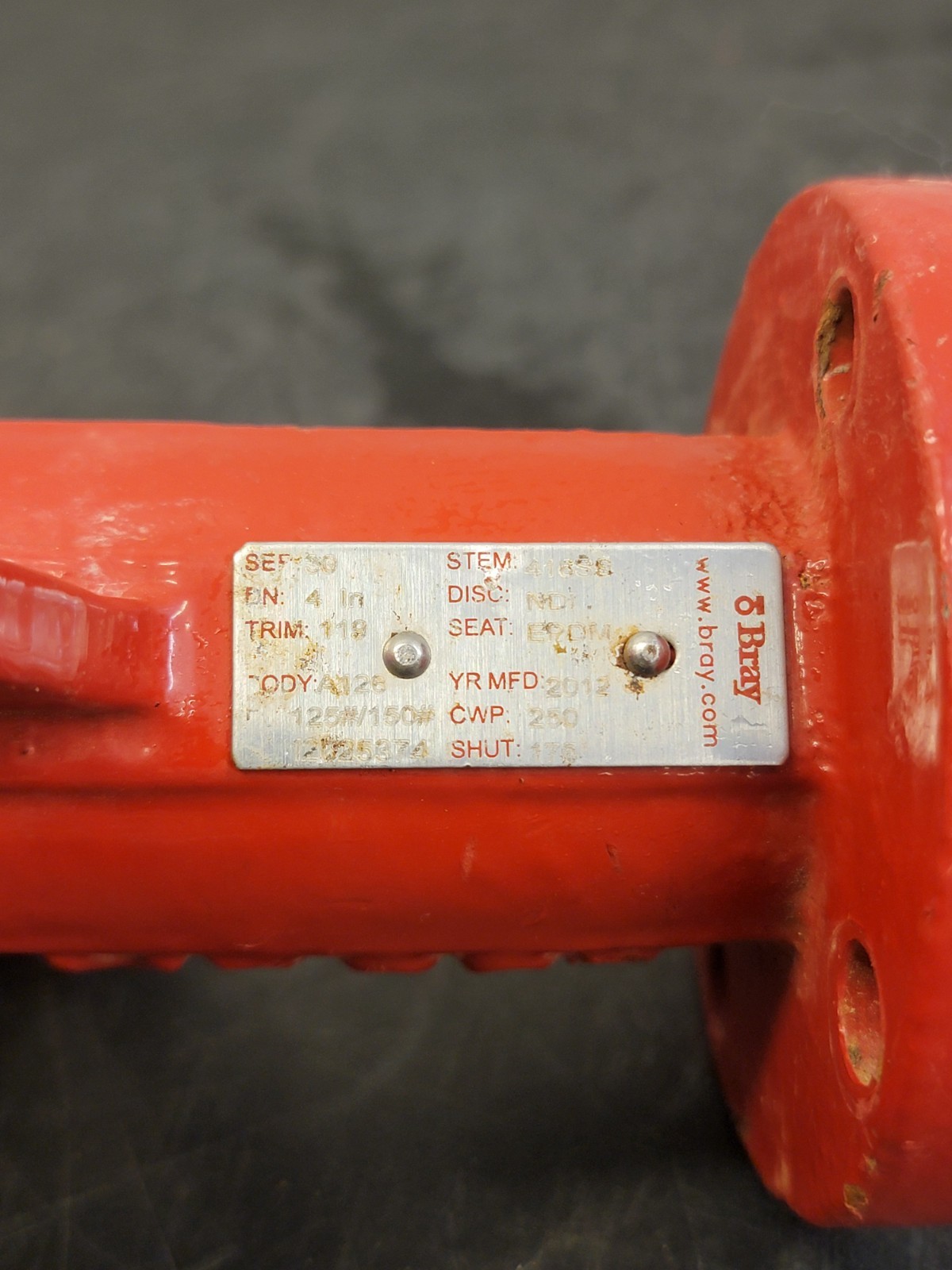 BRAY 4″ BUTTERFLY VALVE SERIES 30 Used A4