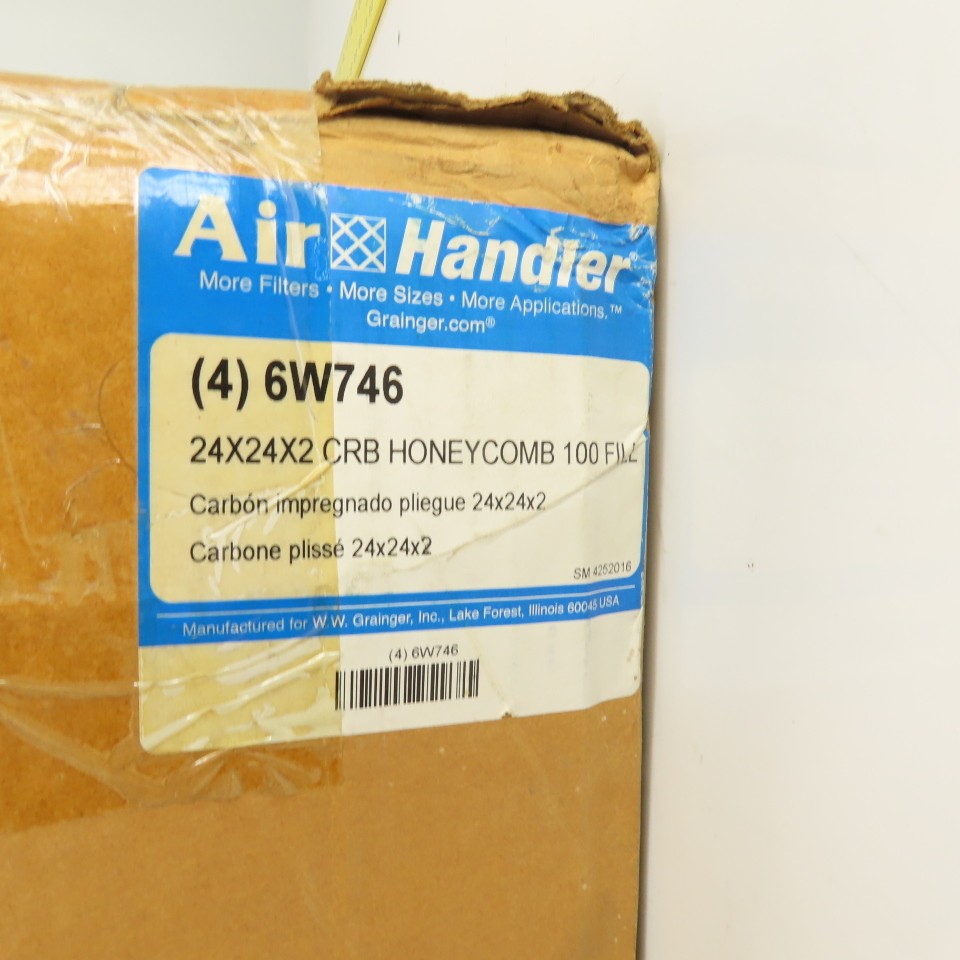 Air Handler 6W746 24″ x 24″ x 2″ Odor Removal Non-Pleated Air Filter Box Of 4