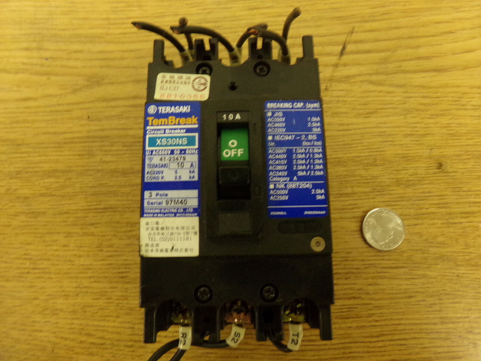 Terasaki Tembreak Circuit Breaker XS30AS 41-23479 10A *FREE SHIPPING*
