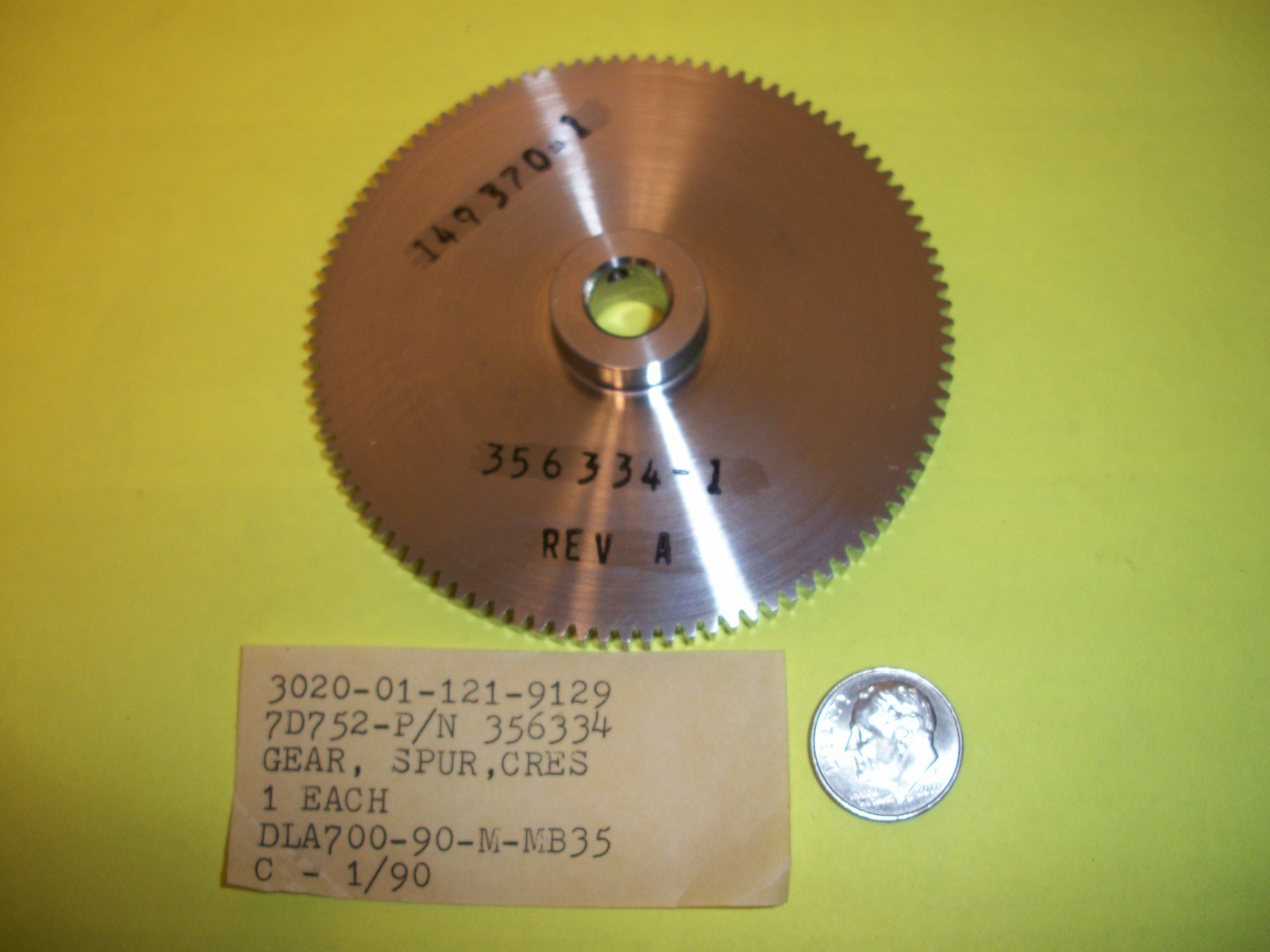 Spur gear for submarine accoustic sonar system. AN/BQQ-5 & 6 By Raytheon
