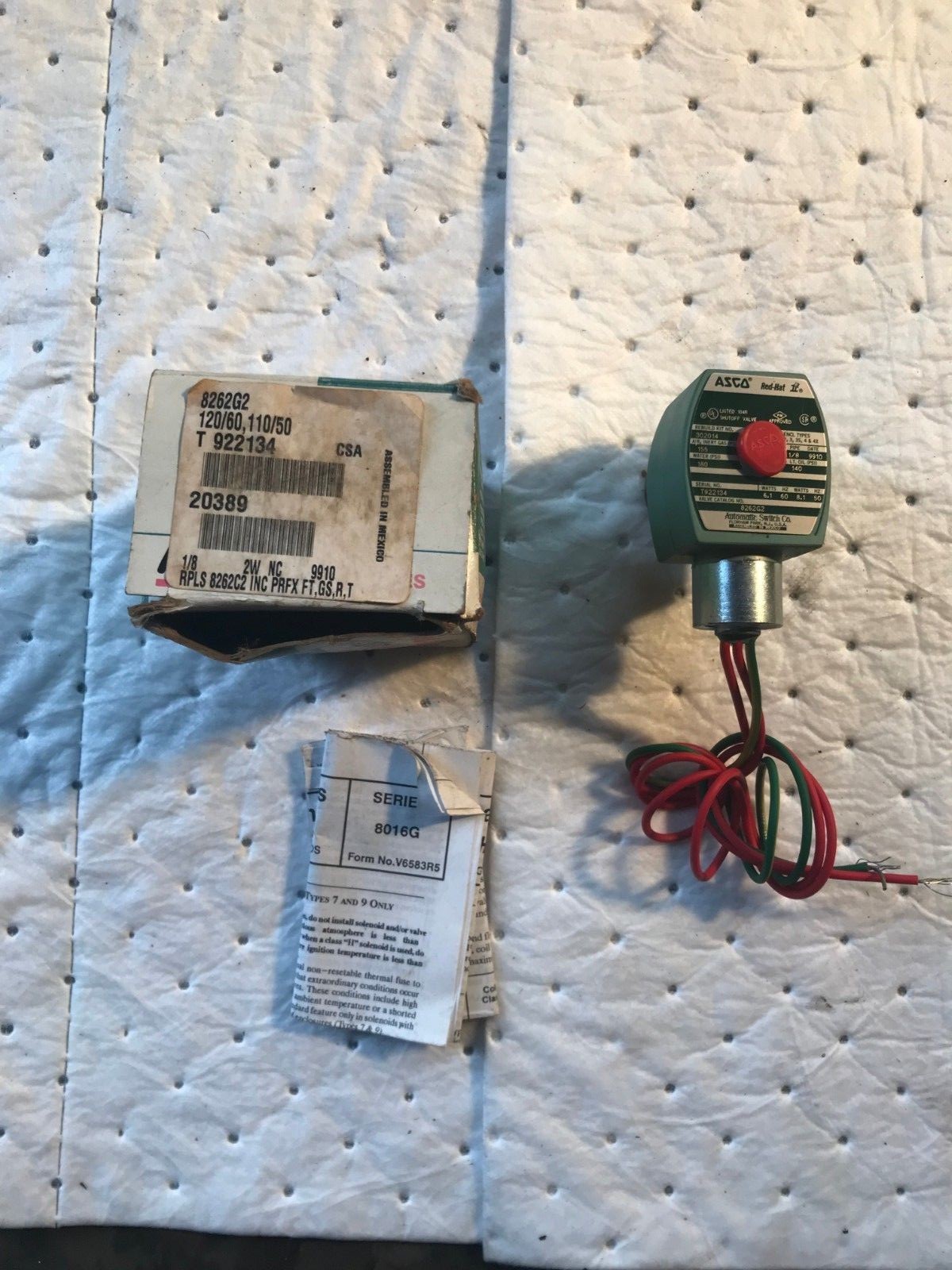 ASCO RED-HAT II VALVE 302014 AIR 155PSI WATER 180PSI OIL 140PSI 8262G2