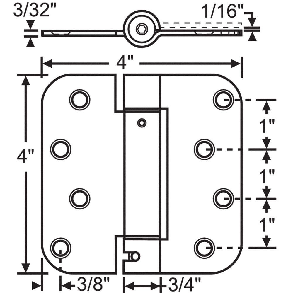 GRAINGER APPROVED 8-468BC Butt Hinge,Steel,125.0 lb. Load Cap. 451K08