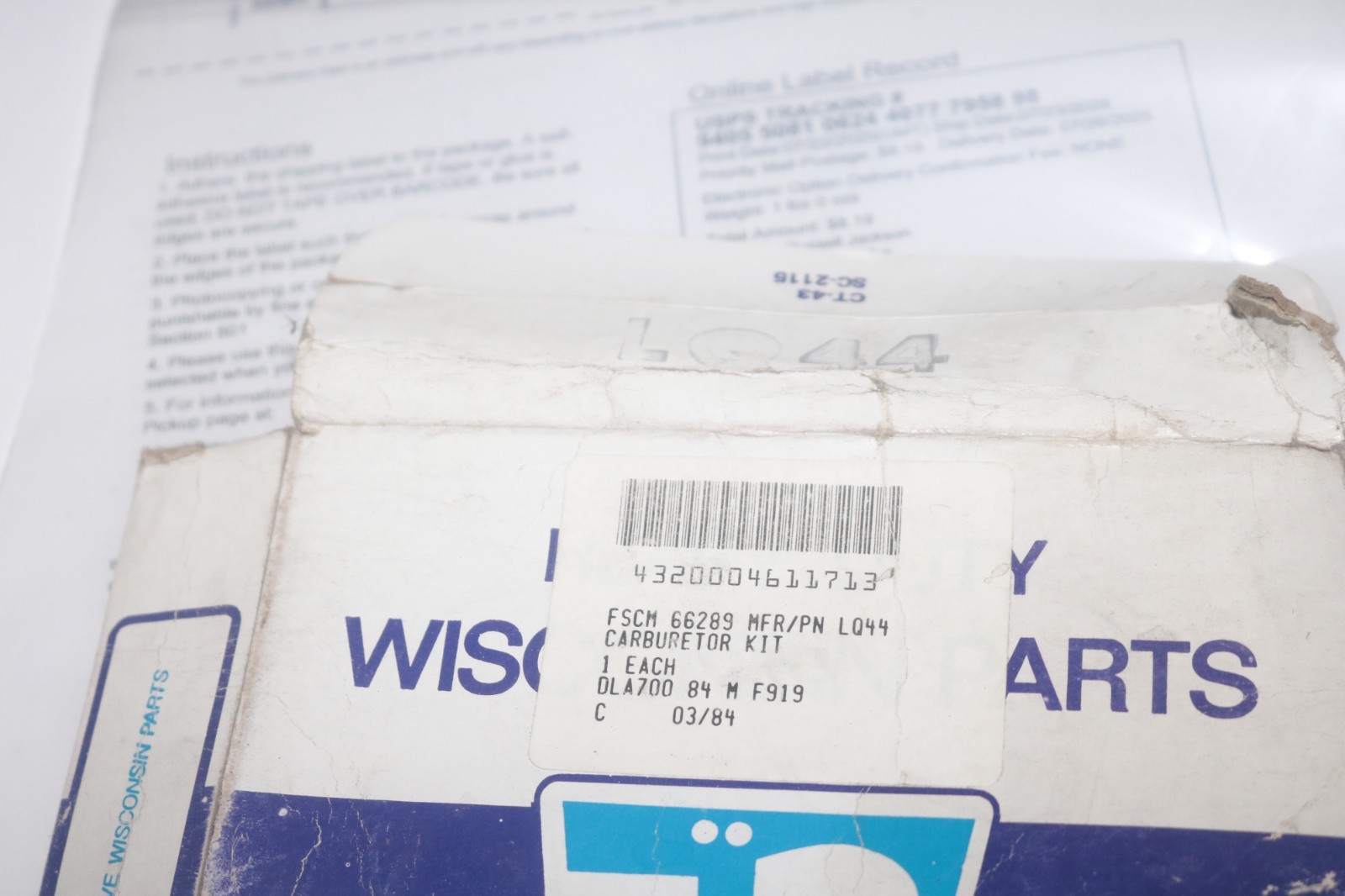 NOS Wisconsin LQ44 S10D S12D S14D L86 L95 Zenith K2165 carburetor kit
