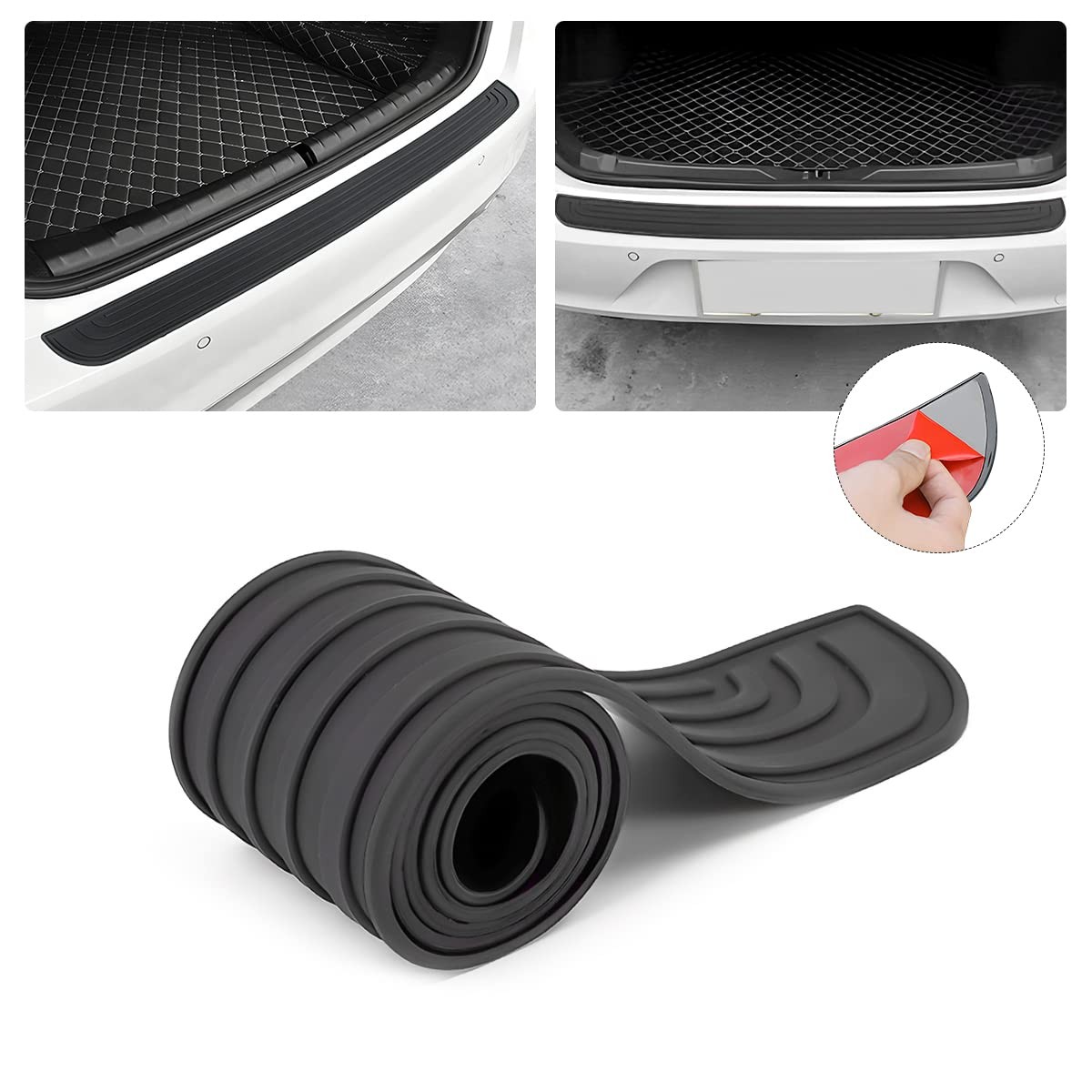 Car Rear Bumper Protector Guard – Anti-Scratch, Non-Slip, 40.9in Black Rubber…