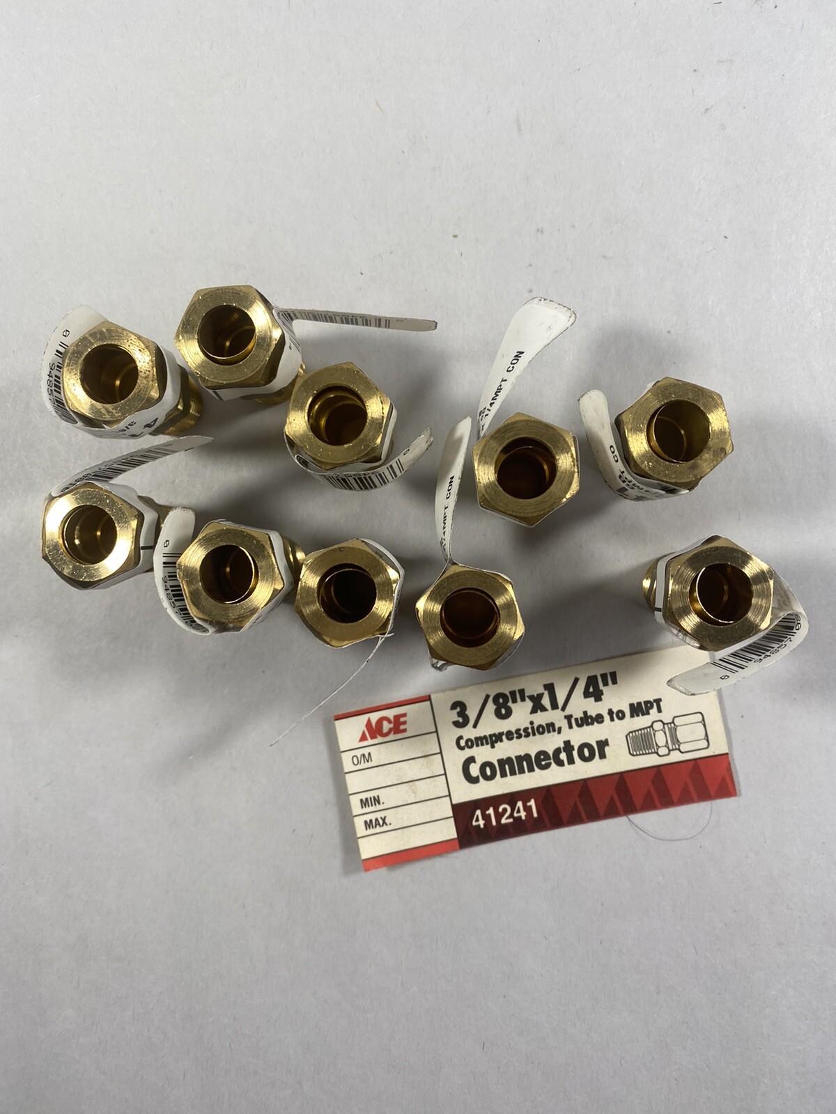 NEW ACE 41241 3/8″ x 1/4″ Compression Tube To MPT Connector Fitting Lot Of 10