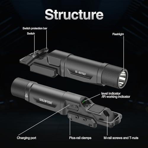 Tactical Flashlight Weapon Light 1750 Lumens Picatinny Mlok Strobe Waterproof