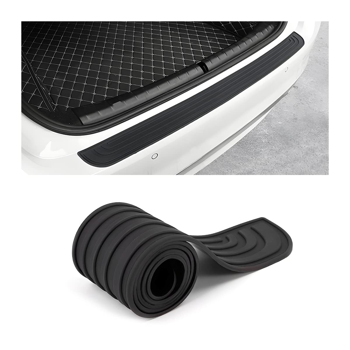 Car Rear Bumper Protector Guard – Anti-Scratch, Non-Slip, 40.9in Black Rubber…