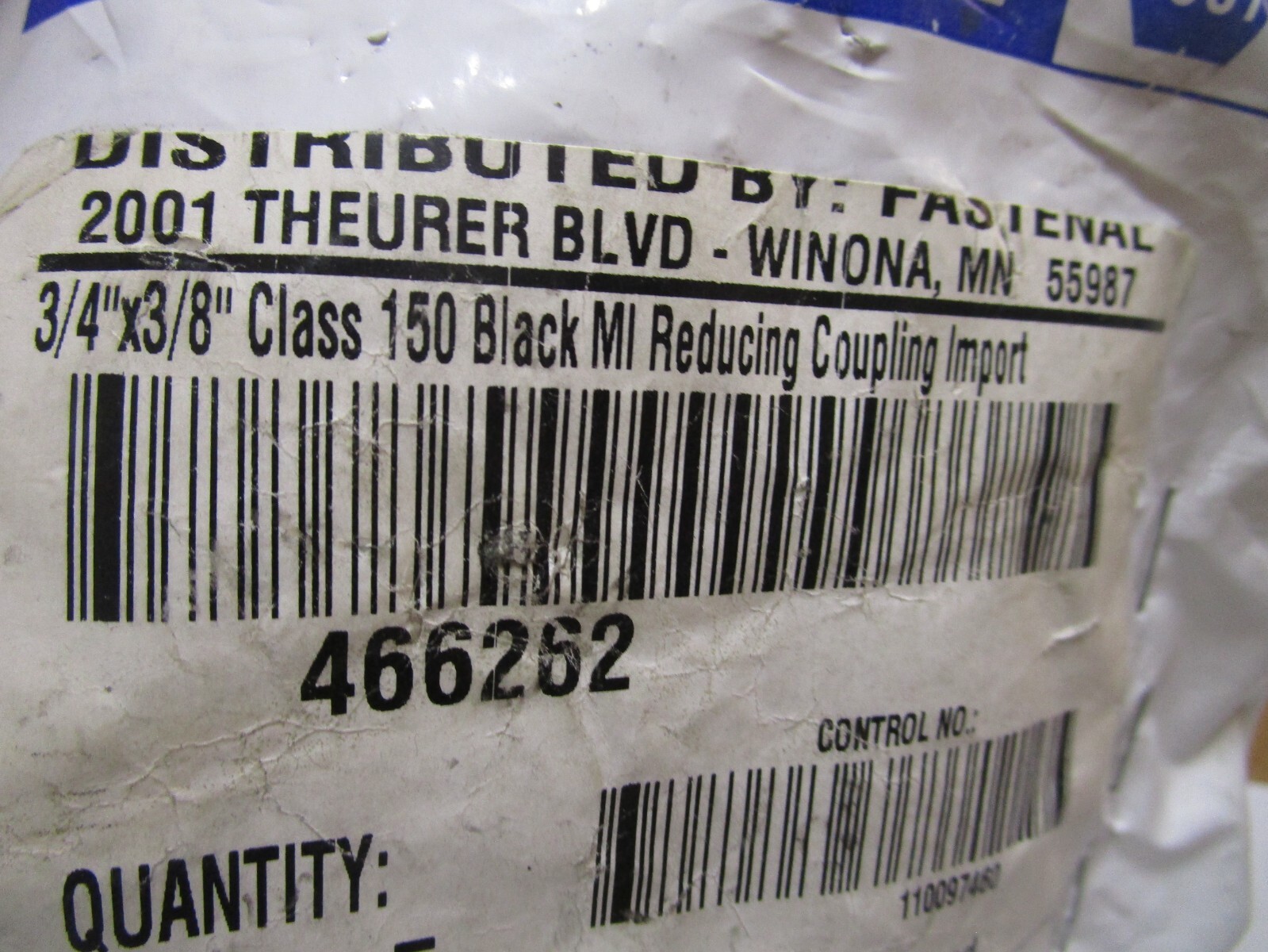 3/4″ x 3/8″ 150 lb Black Malleable Iron Reducer Pipe Coupling QTY 5