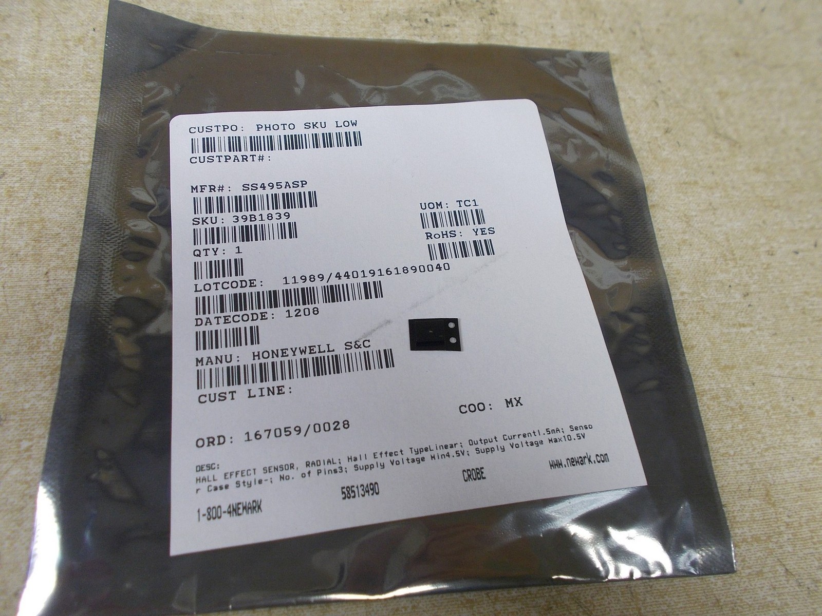 NEW Honeywell SS495ASP Radial Hall Effect Sensor *FREE SHIPPING*