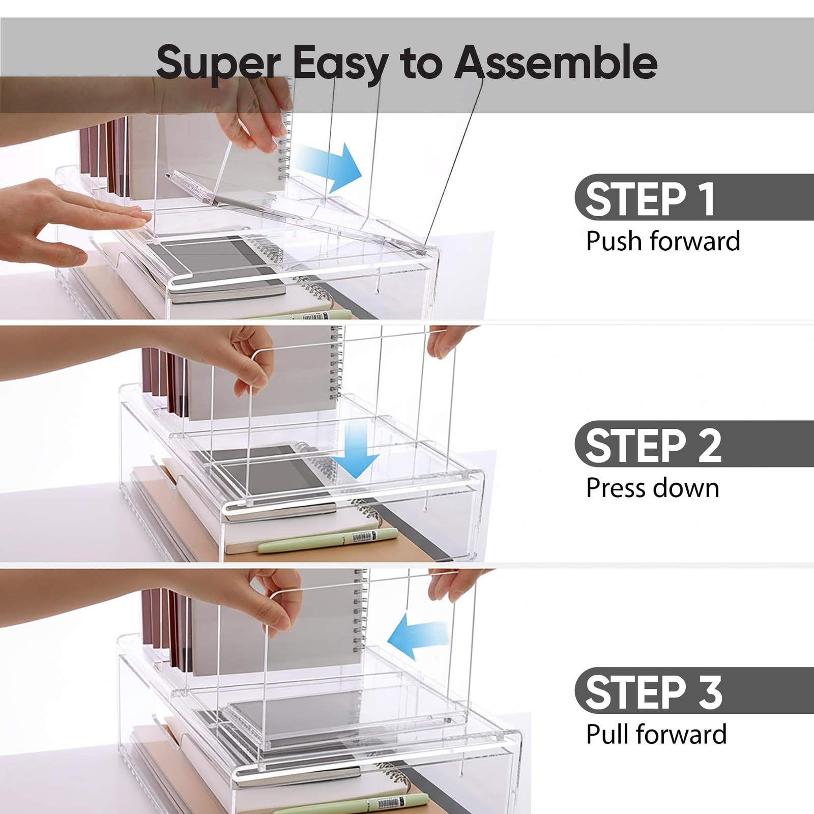 Acrylic Desktop Organizer Easy-Access Drawer I Clear Storage