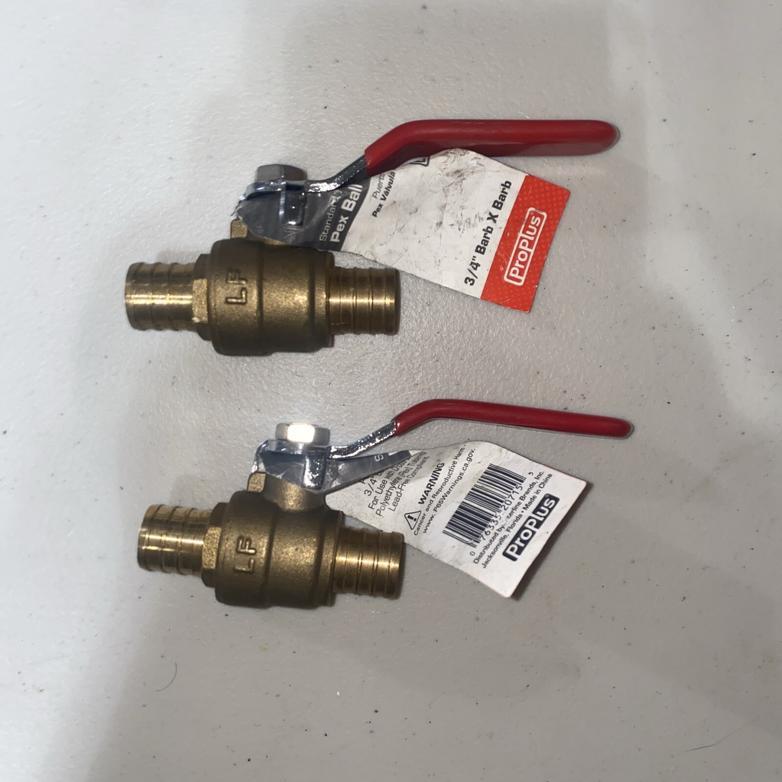 LOT OF 2 PROPLUS 283174 3/4″ PEX BALL VALVE BARB X BARB