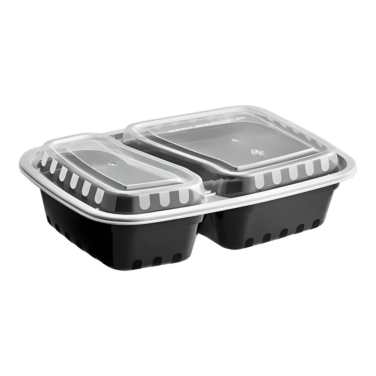 OCS Parts 150-Pack 30 OZ 2-Compartment Microwavable Black Food Prep Containers