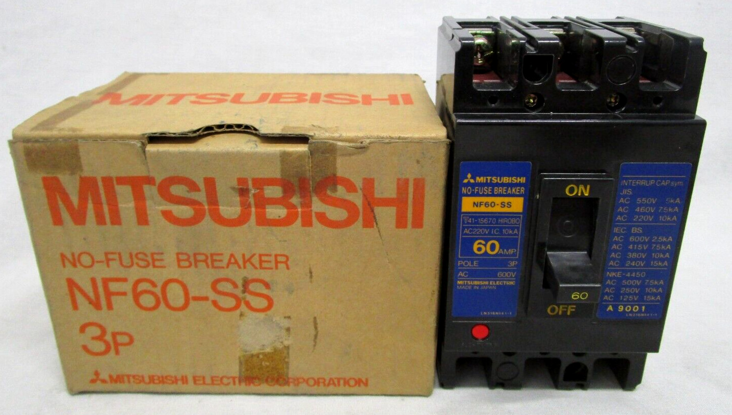 NEW MITSUBISHI NF60-SS NO-FUSE CIRCUIT BREAKER 60A 3P 600V