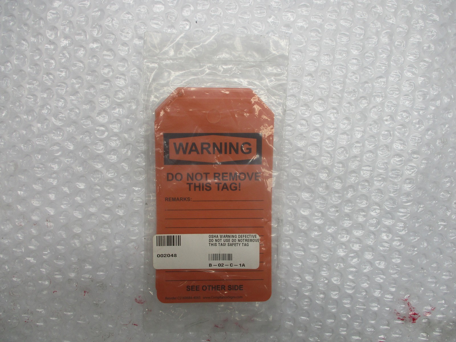 INDUSTRIAL SPARE 002048 B-02-C-1A SAFETY TAG LOT OF 10 NSNP