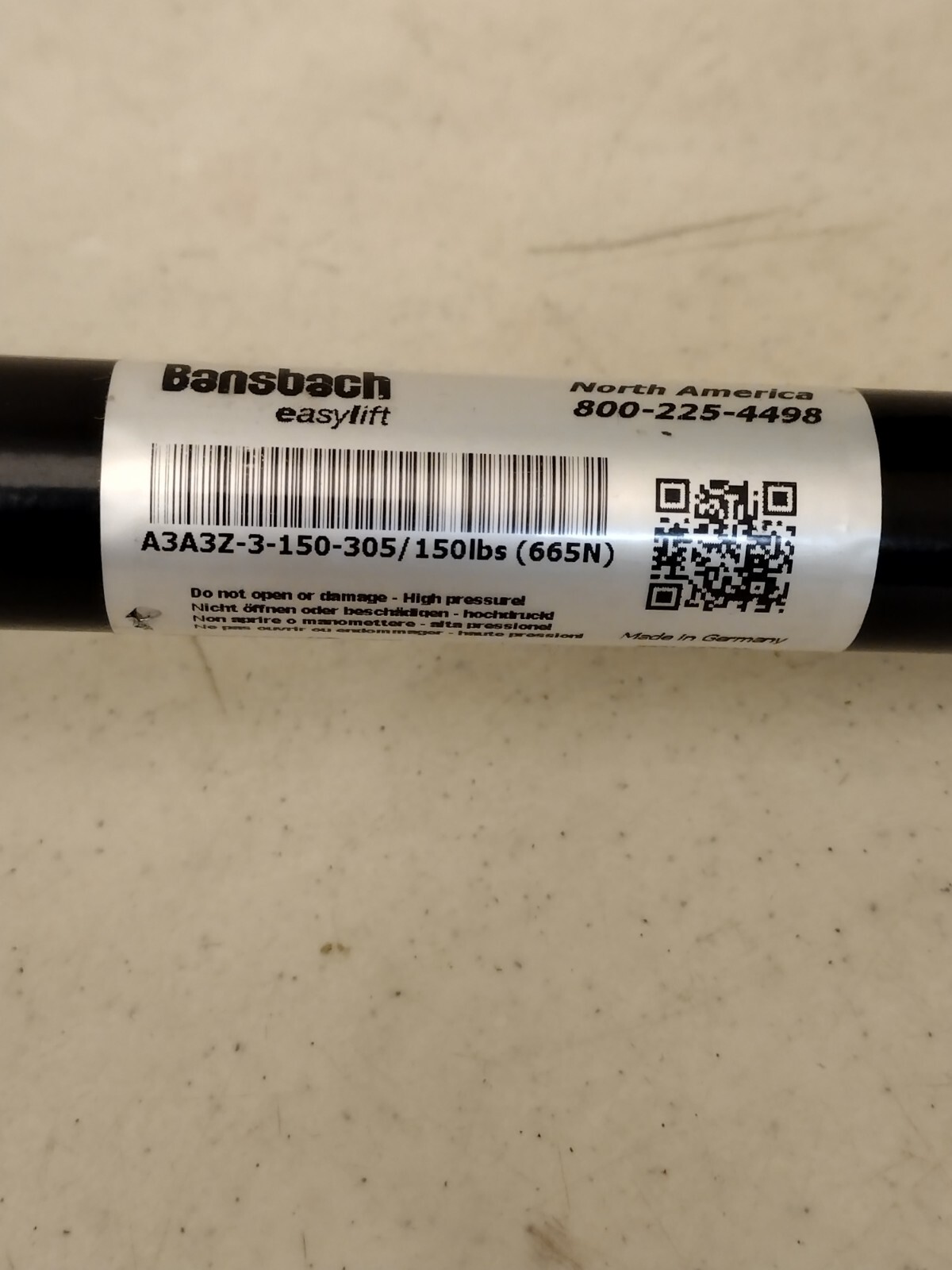 Bansbach Easylift A3A3Z-3-150-305 /150 lbs (665N) Traction Gas Spring Stroke