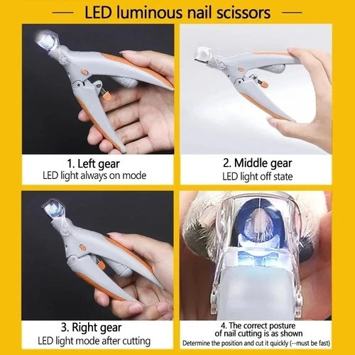 Professional Pet Nail Clippers with LED Light – Cat & Dog Nail Cutter Scissors