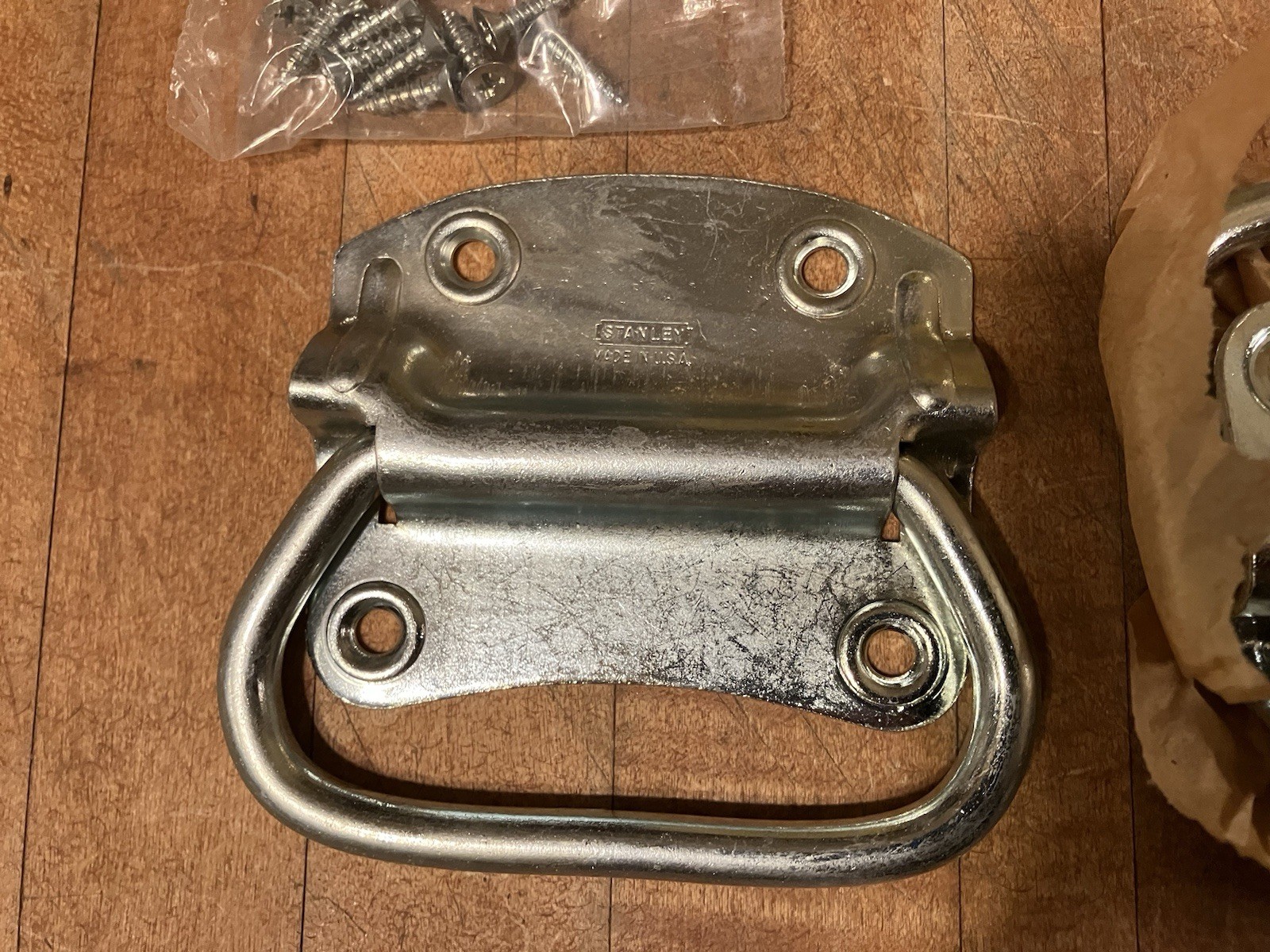 NOS Vtg. 5 Sets Stanley 1205 US2C Steel Zinc Plated Chest Handles No. 3 1/4 USA
