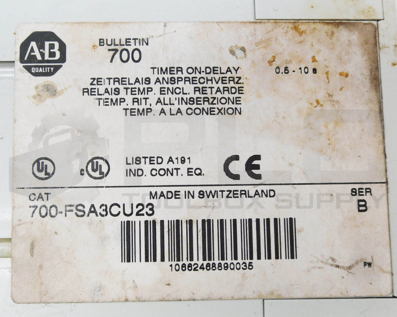 NEW ALLEN BRADLEY 700-FSA3CU23 /B TIMER ON-DELAY 0.5-10S