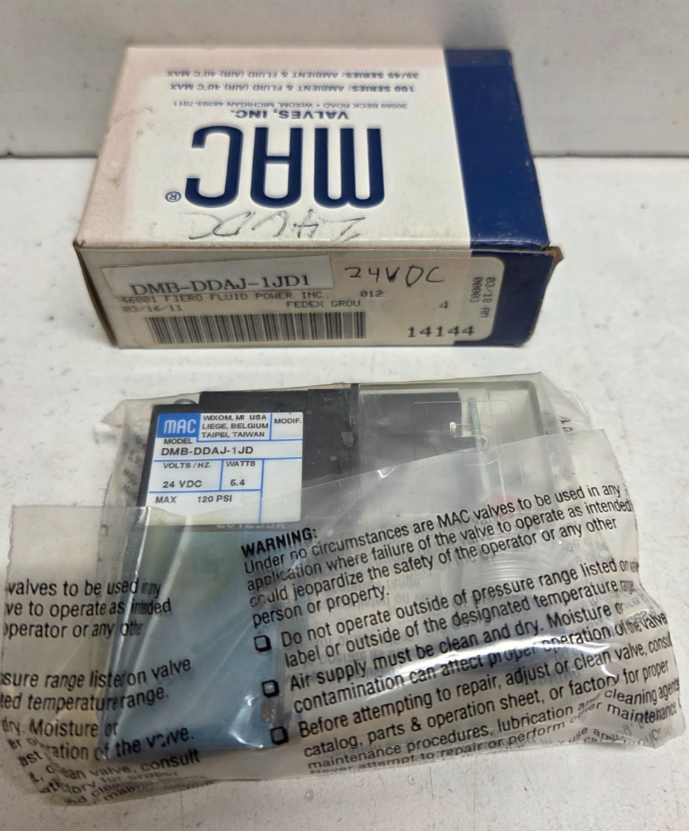 NEW IN BOX! MAC 24V SOLENOID VALVE DMB-DDAJ-1JD1