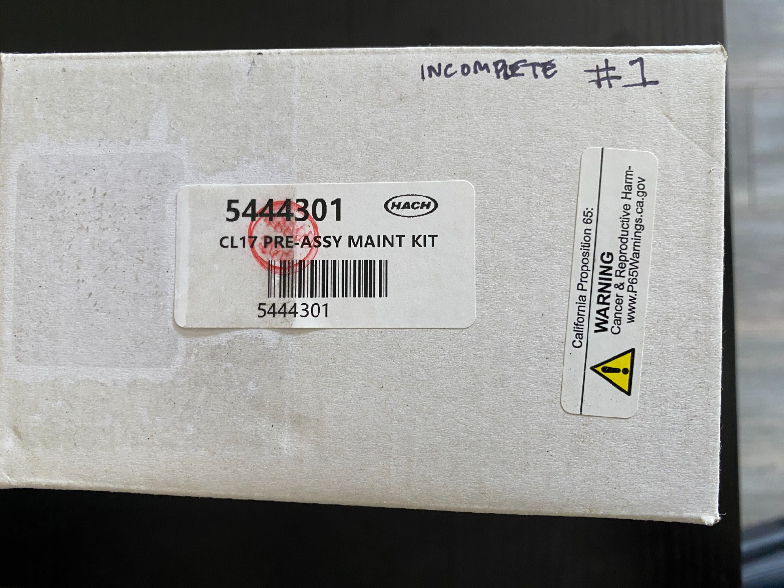 Hach CL17 Pre-Assembly Maintenance Kit 5444301 *MISSING 1 Tubing Harness / Lids*
