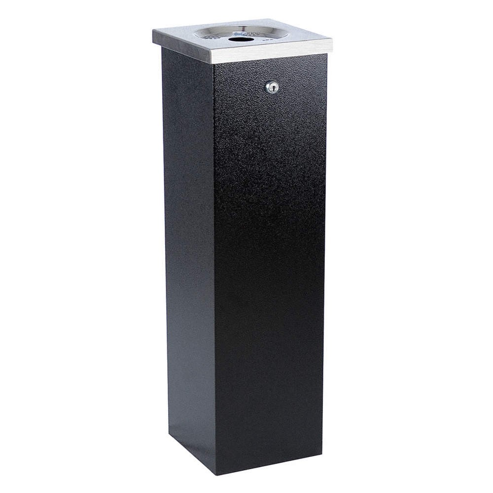 NO BUTTS BIN CO. Cigarette Receptacle,1-3/4 gal.,Black 6UGC5
