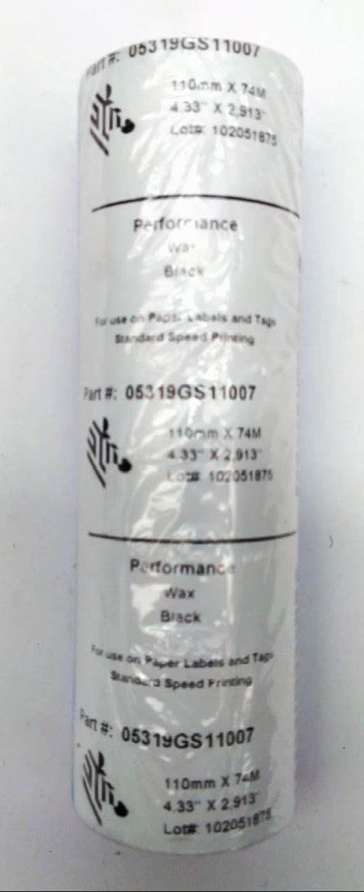 Zebra 4.3″ X 2913′ Performance 5319 Wax Ribbon Black 05319GS11007 – 7 Rolls