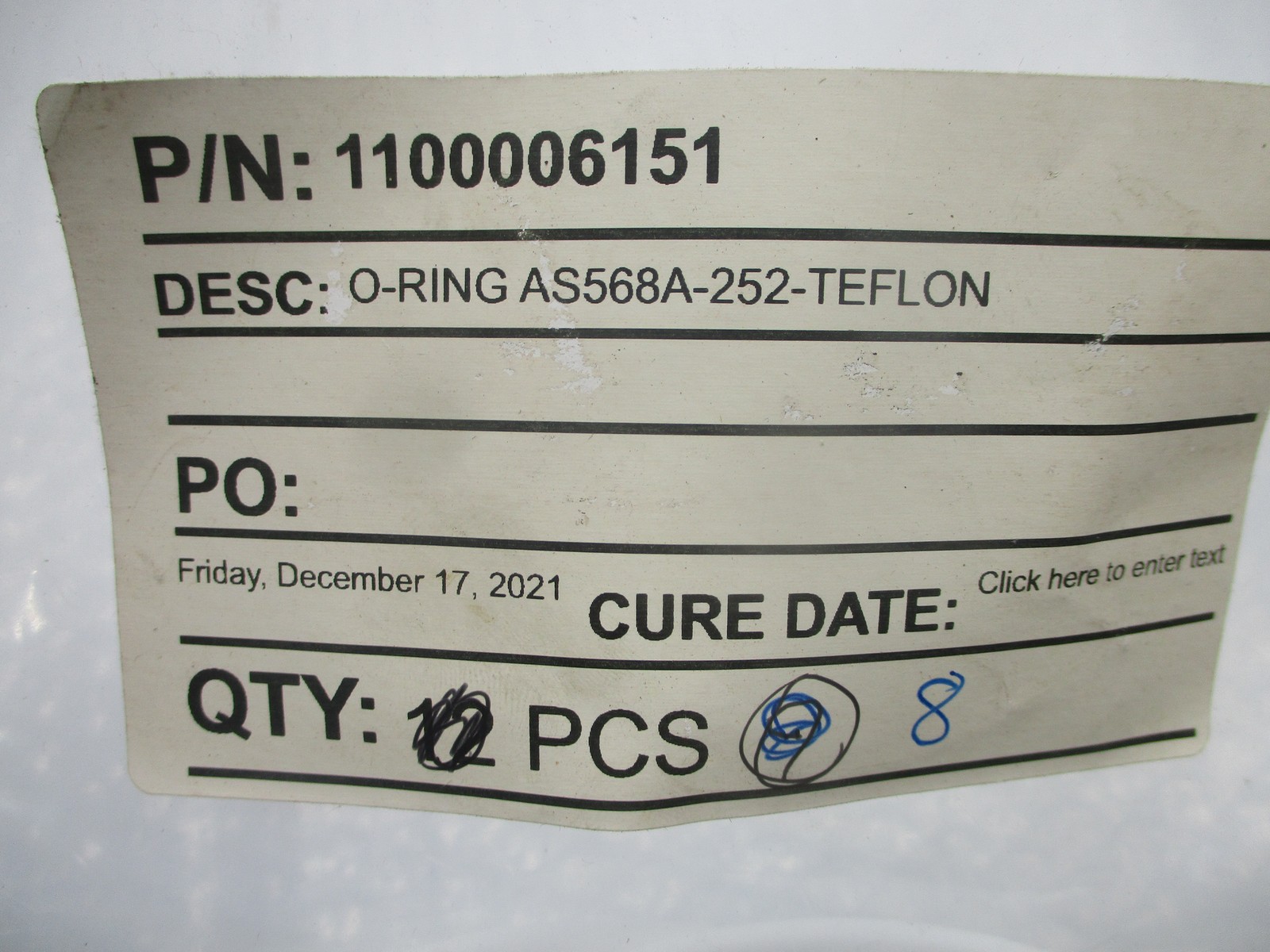 TEFLON 1100006151 AS568A-252 O-RING LOT OF 8 NSNP