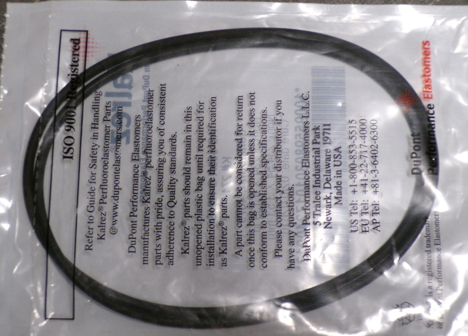 Kalrez AS-568A O-Ring/K#271/Comp. 4079, 9-1/4″ ID x 9-1/2″ OD x 1/8″ *NOS*