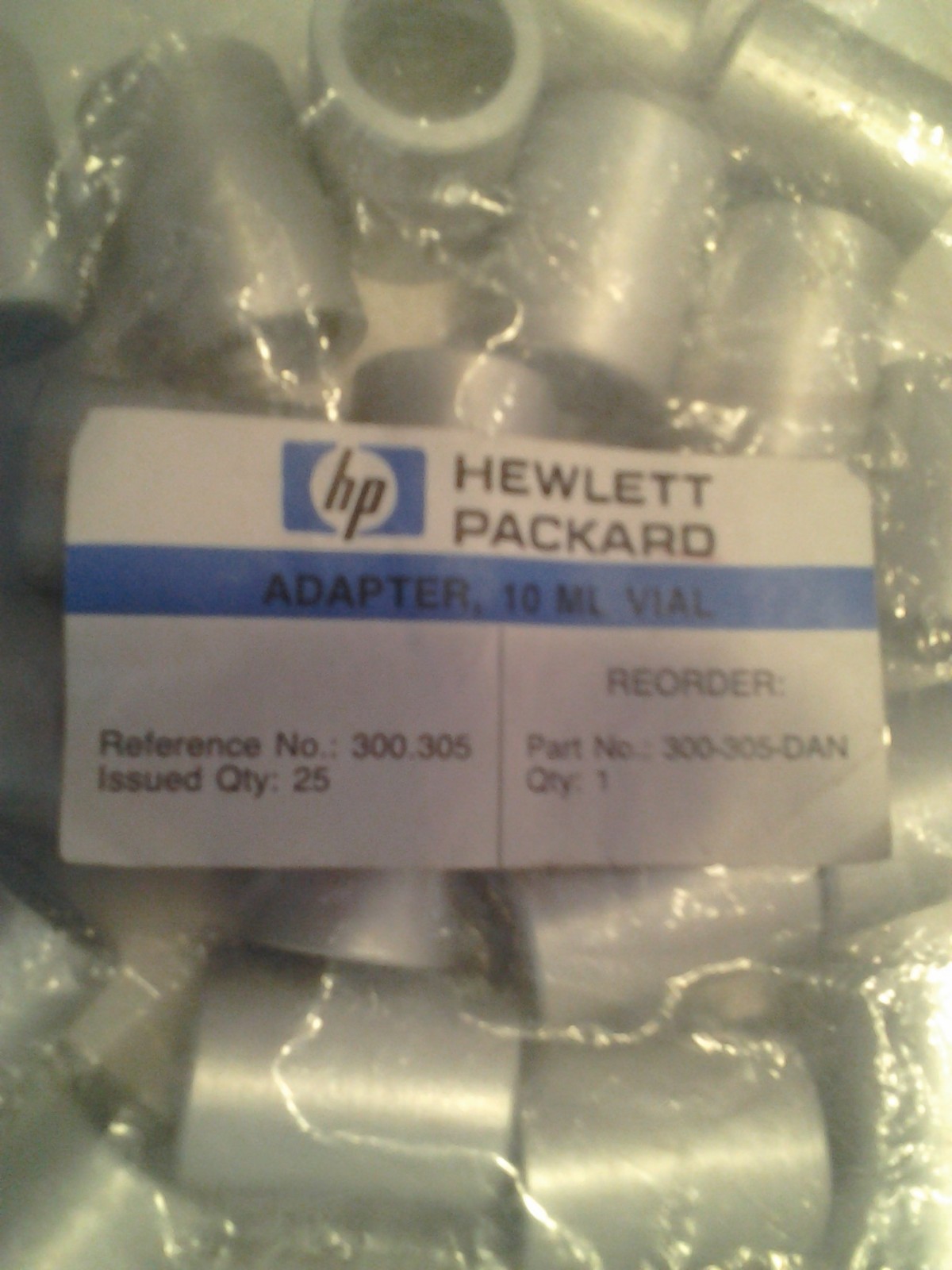 HP Autosampler 10 ML Vial Adapters, 25 Pack, Ref. No. 300.305, PN: 300-305-DAN