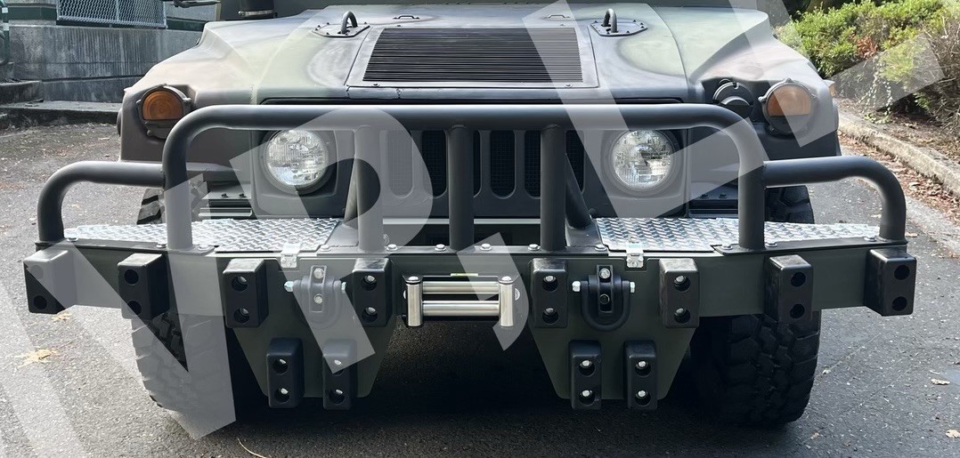 IBIS TEK Style Steel HMMWV Front Push Bumper Brush Guard “W/ Drop Down Plates”