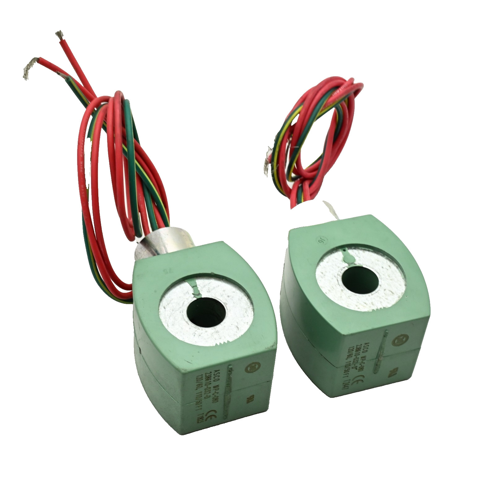 Lot of 2x ASCO Solenoid MP-C-080 238610 -032-D Coil 120V AC 50/60Hz Green Epoxy