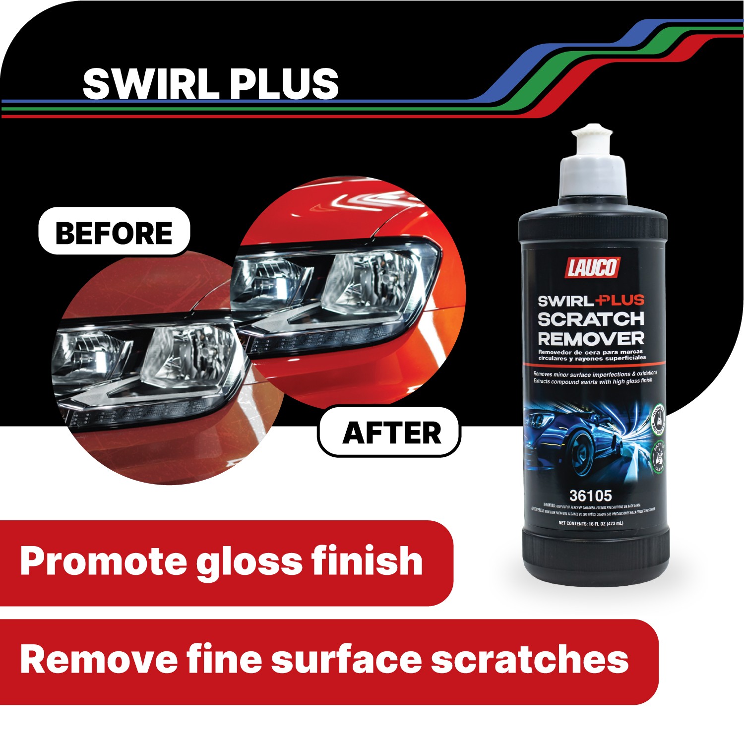 LAUCO Paint Correction Compounds Step 1, 2, 3 – 16oz, Swirl Remover 8oz Kits