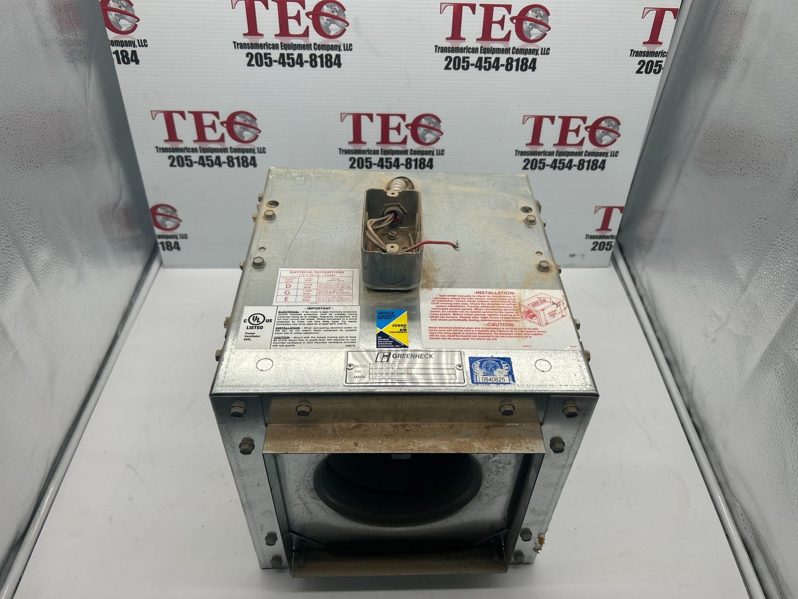greenheck Centrifugal Inline Fan, Product # SQ-80-DGEX