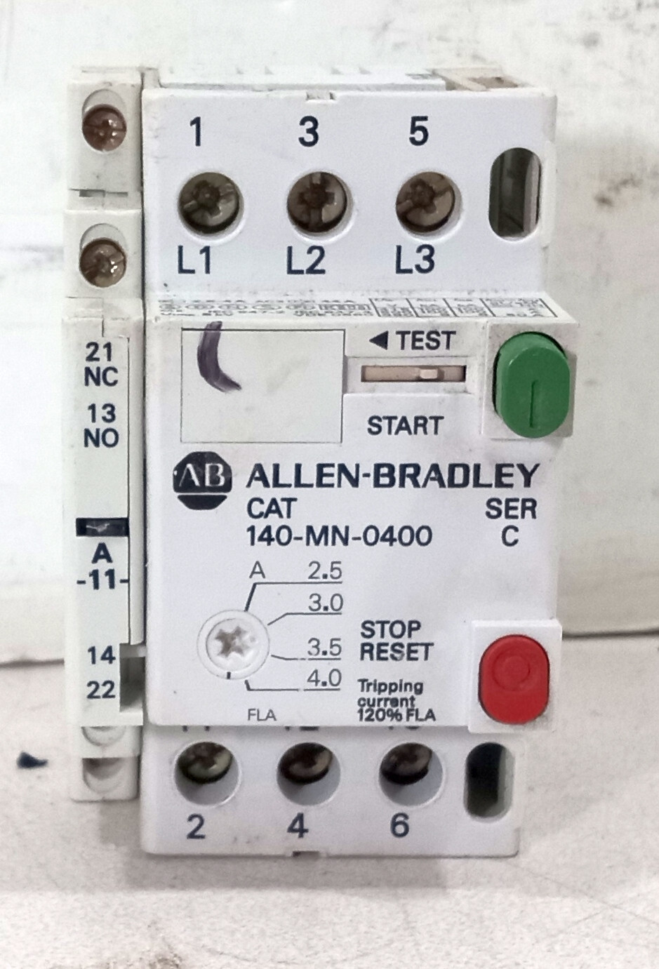 1 USED AB 140-MN-0400 SERIES C MANUAL MOTOR STARTER ***MAKE OFFER***