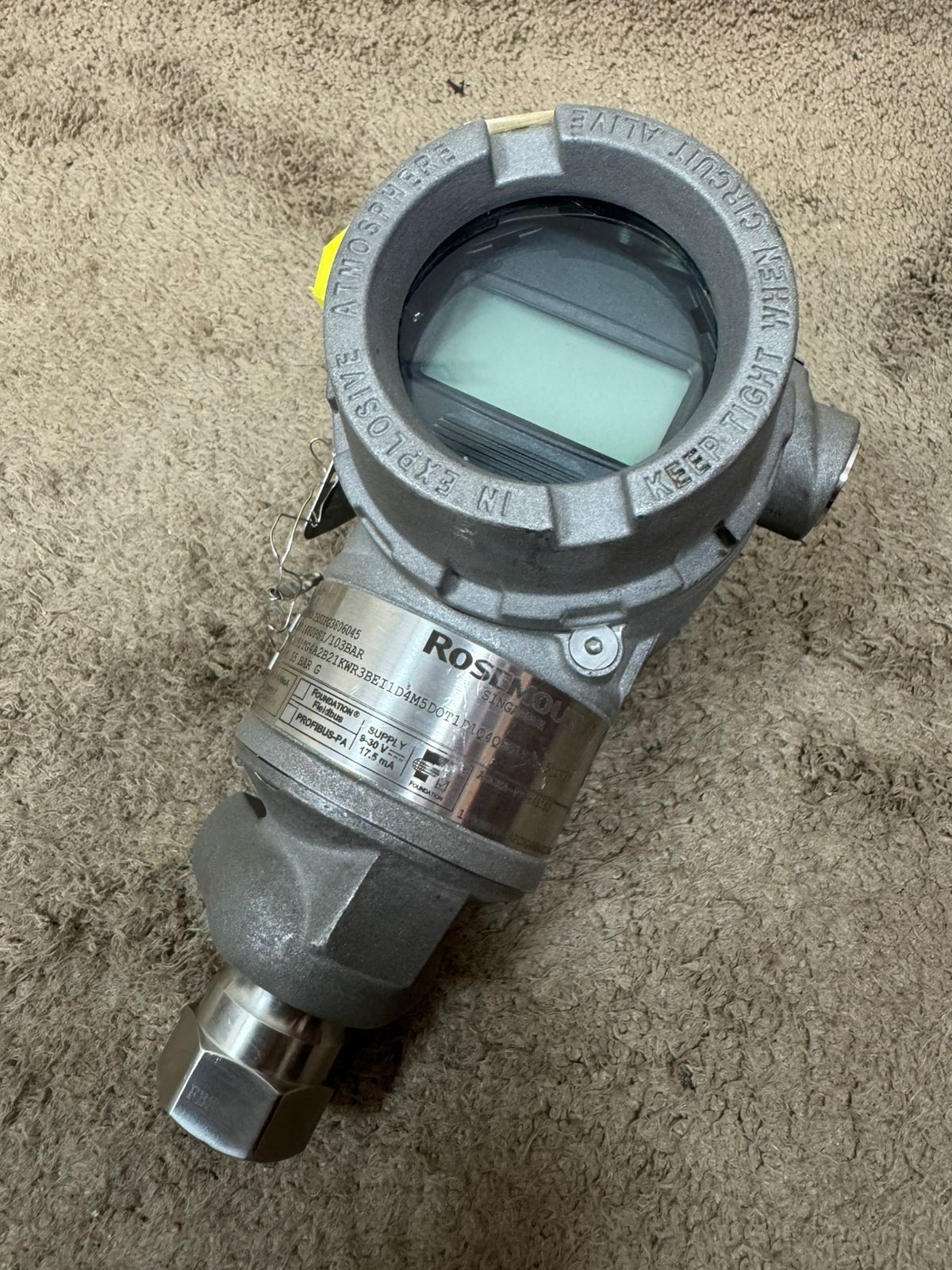 Rosemount / Pressure Transmitter / 3051TG4 / WP 1480PSI-103BAR / Cal. 0-55BAR G