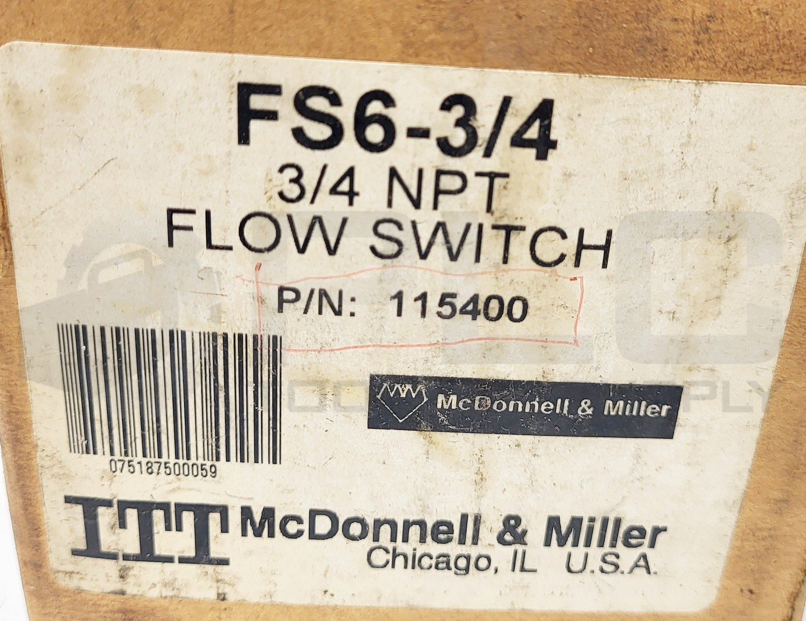 NEW ITT MCDONNELL & MILLER 115400 FLOW SWITCH FS6-3/4, 3/4NPT
