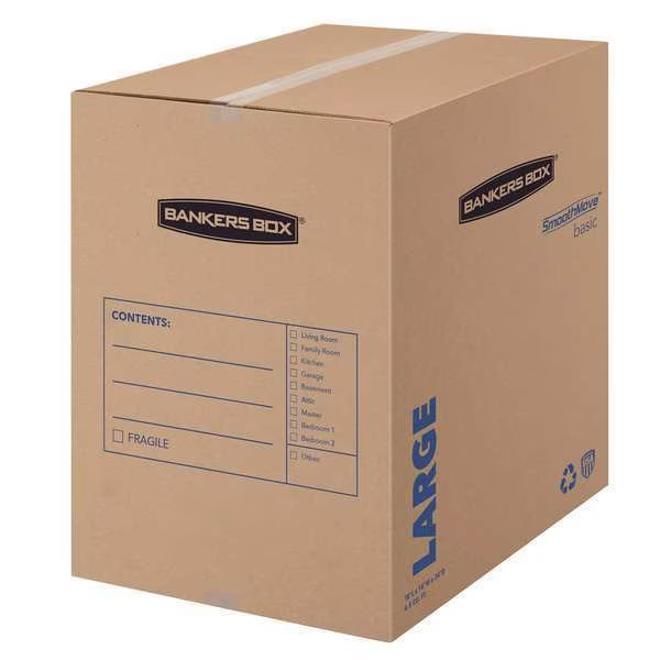 Smoothmove 7714001 18 in x 18 in x 24 in Moving Box, Kraft, Blue Print