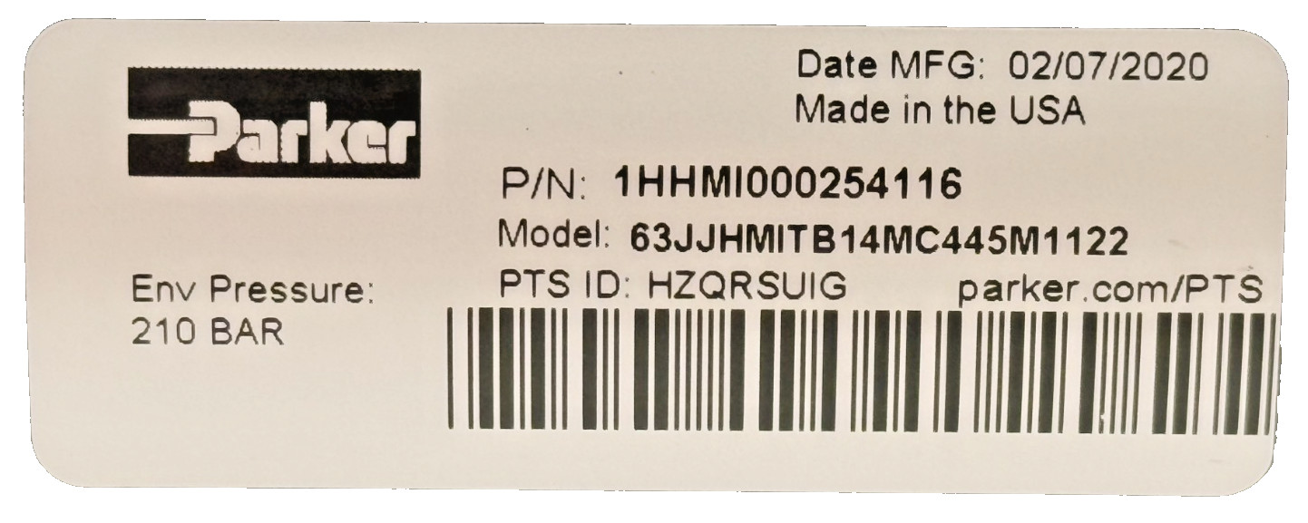NEW PARKER 63JJHMITB14MC445M1122 HYDRAULIC CYLINDER 1HHMI000254116 210 BAR