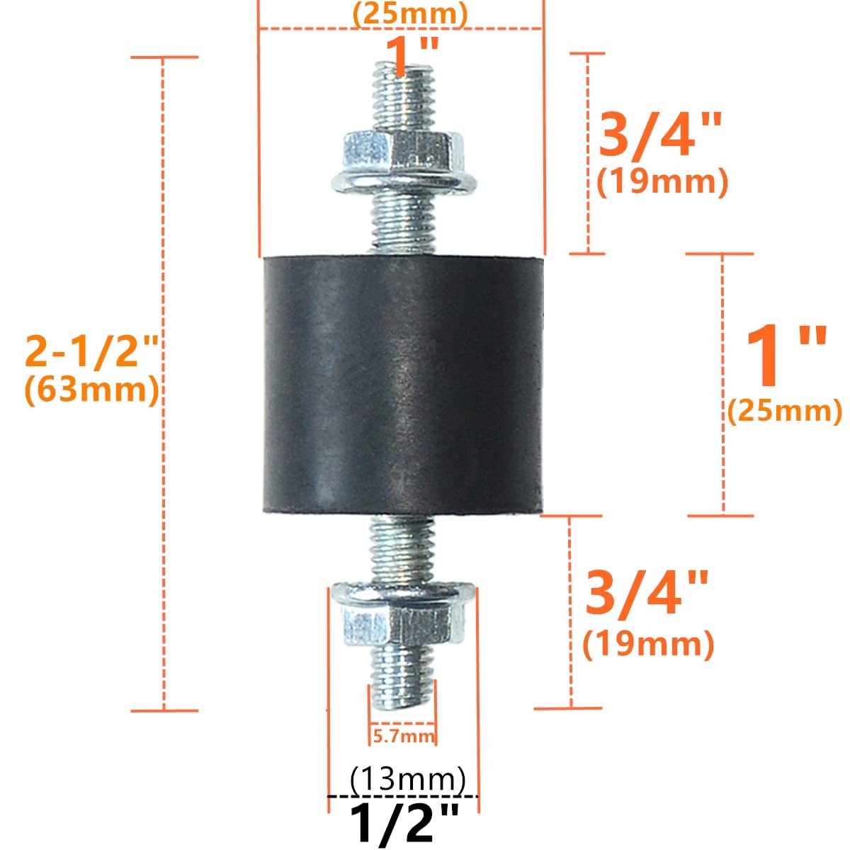 4pcs 25 x 25mm Rubber Mounts Rubber Vibration Isolator Mounts Shock Absorber wit